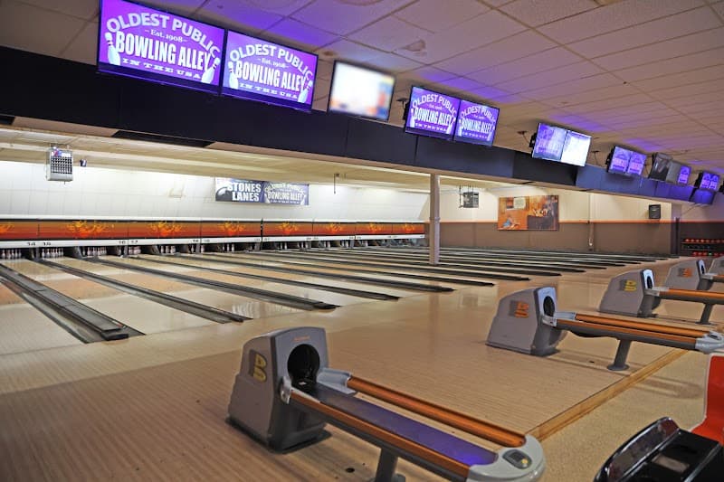 Interior view of Stone Lanes bowling alley