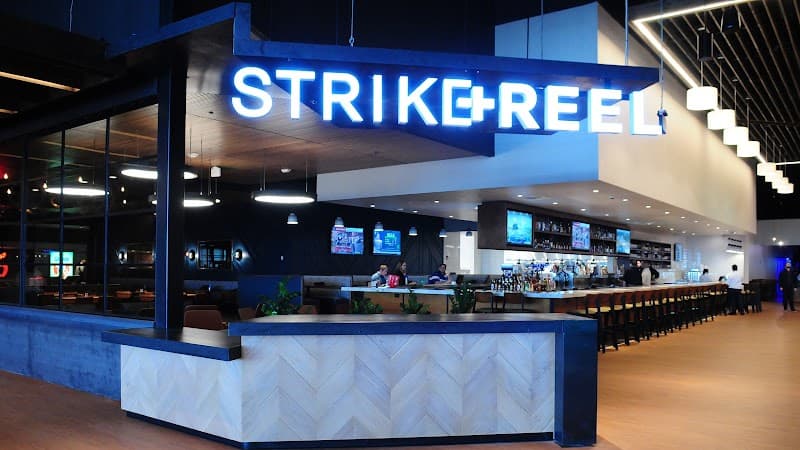 Interior view of Strike + Reel bowling alley