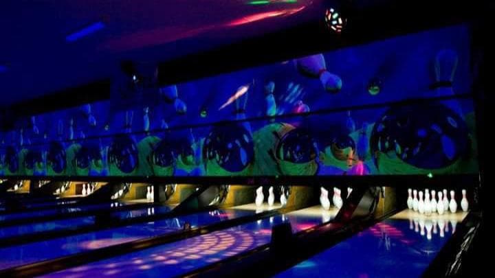 Interior view of Strike & Spare Capri Lanes bowling alley