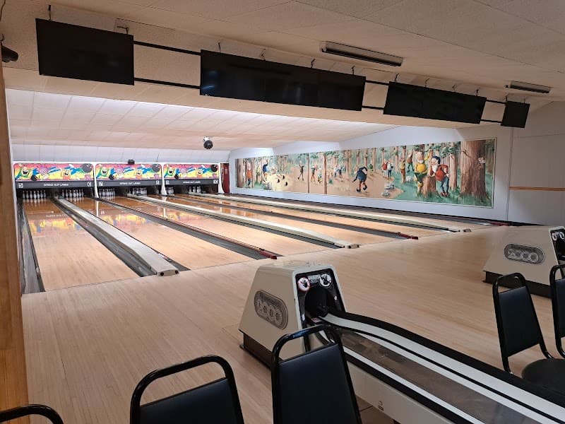 Interior view of Strikeout Lanes bowling alley