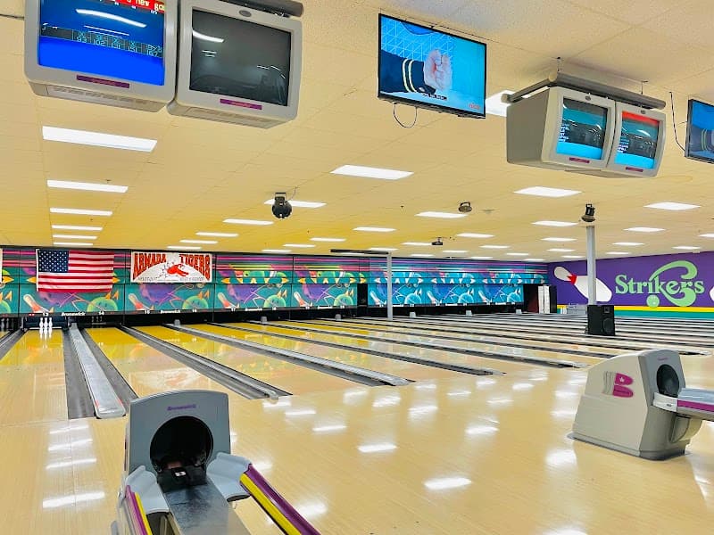 Interior view of Strikers Entertainment Center bowling alley