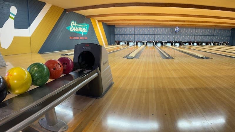 Interior view of Stump's Lanes bowling alley