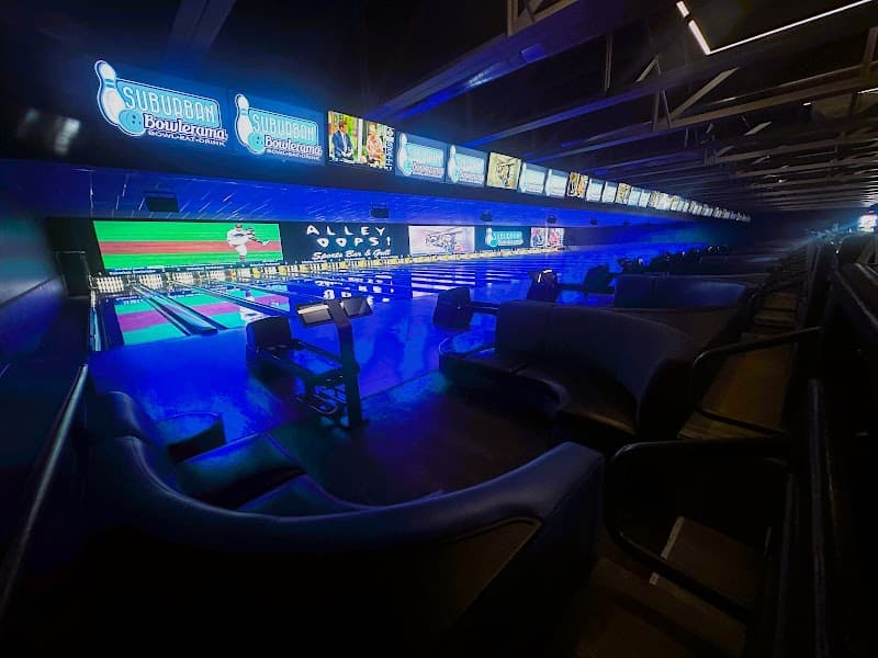 Interior view of Suburban Bowlerama bowling alley