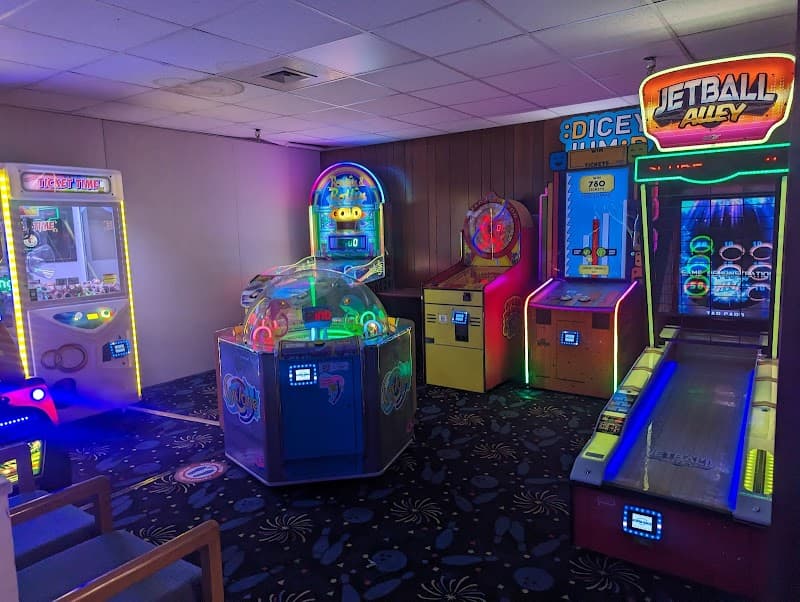 Interior view of The Landing Zone bowling alley