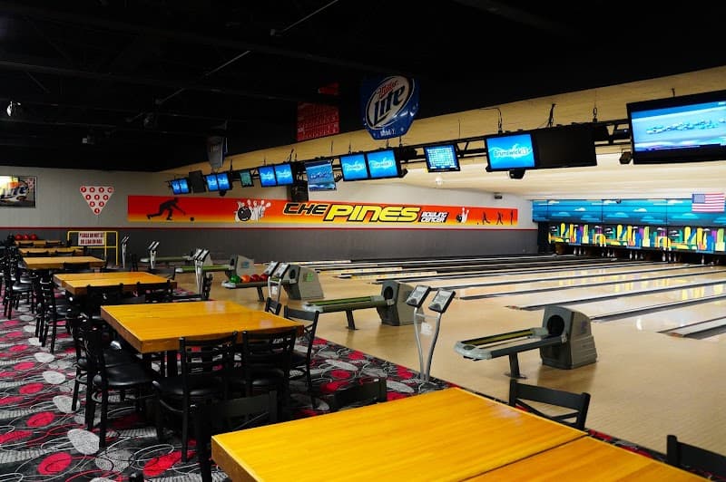 Interior view of The Pines Sports Bar & Bowling Center bowling alley