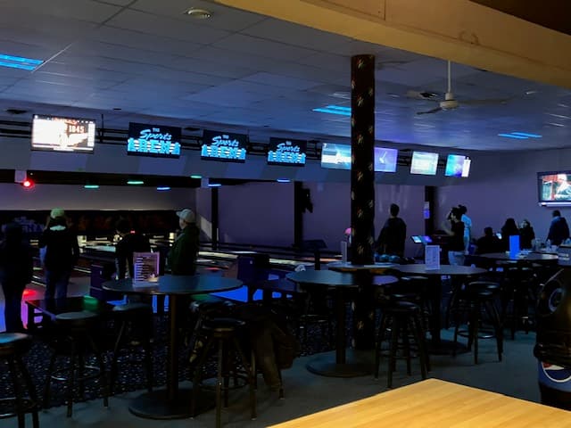 Interior view of The Sports Arena bowling alley