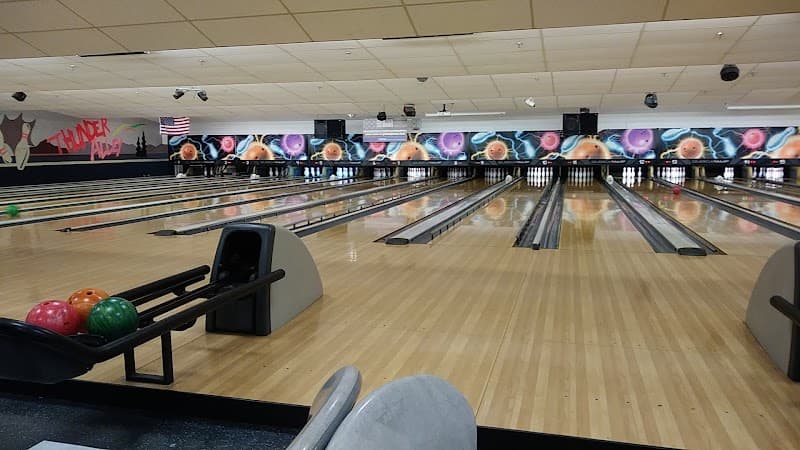 Interior view of Thunder Alley Bowling Center bowling alley