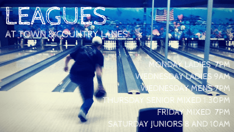 Interior view of Town & Country Lanes, Lounge and Cafe bowling alley