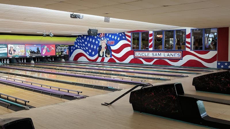 Interior view of Uncle Sam Lanes bowling alley