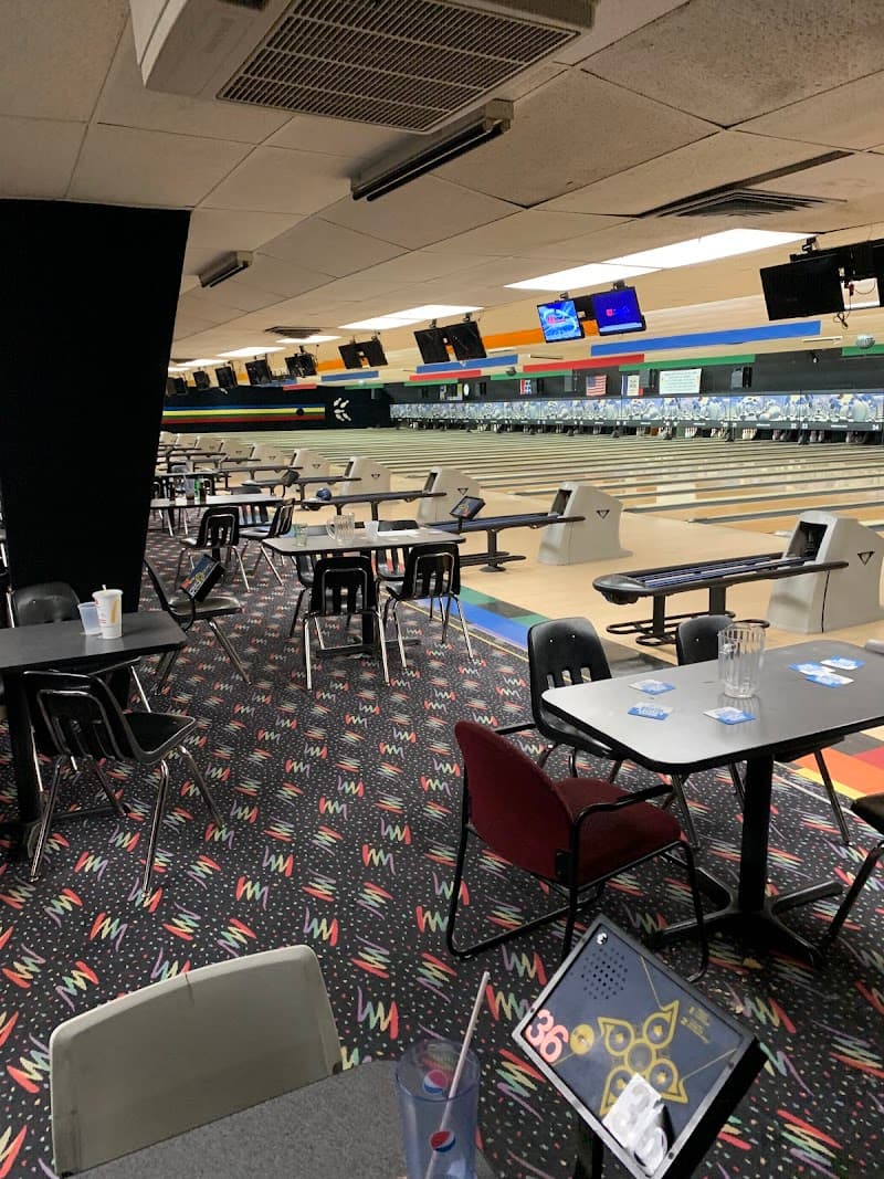 Interior view of Val Lanes Recreation Center bowling alley