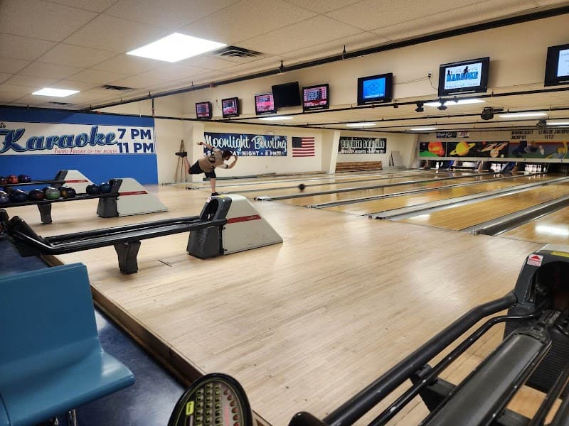 Interior view of Valley Bowl bowling alley