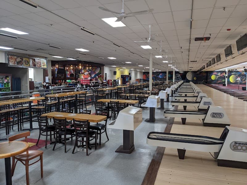 Interior view of Waterford Lanes bowling alley