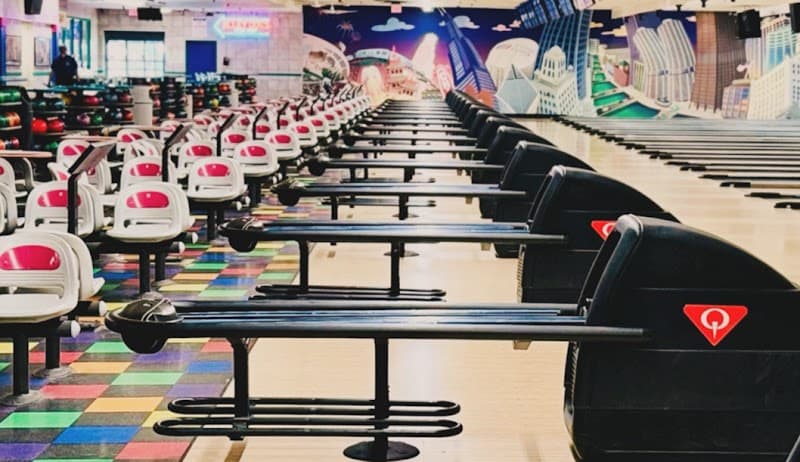 Interior view of Waveland Bowl bowling alley