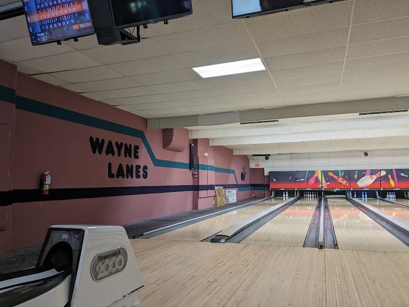 Interior view of Wayne Lanes bowling alley