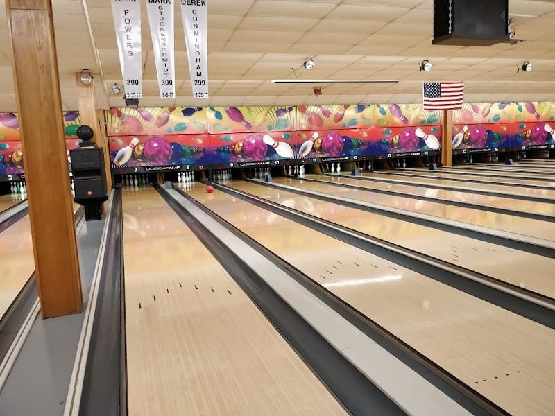 Interior view of Western Bowl bowling alley