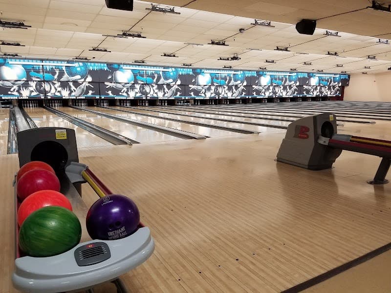 Interior view of Westside Lanes & Fun Center bowling alley