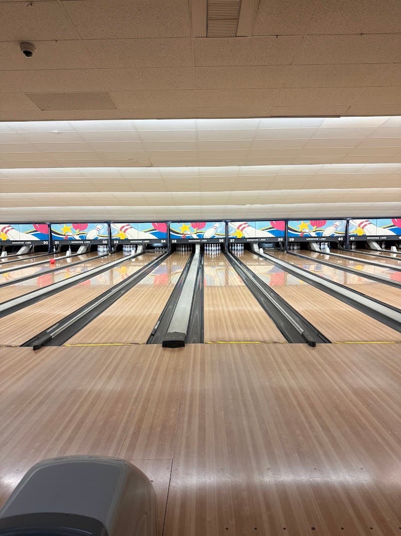 Interior view of Whitestone Lanes bowling alley
