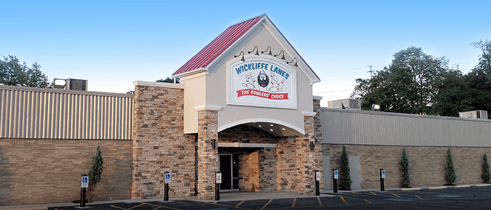 Interior view of Wickliffe Lanes bowling alley