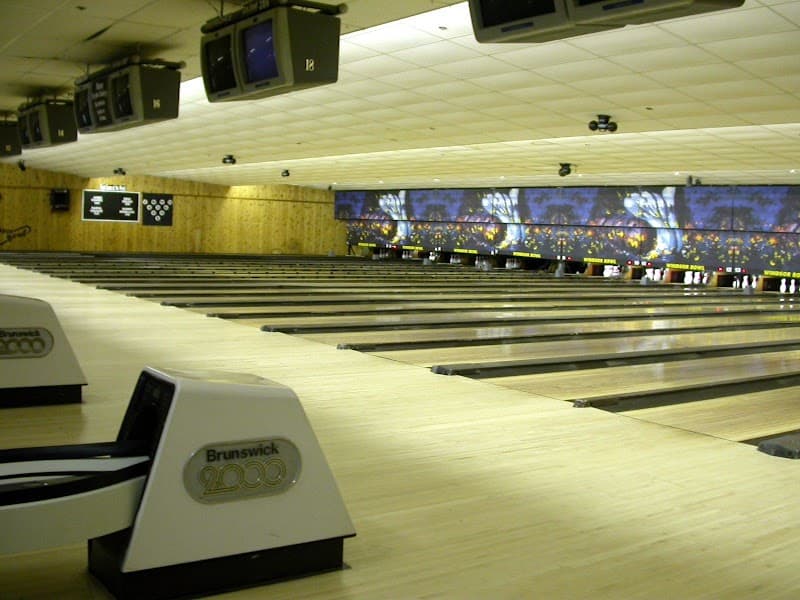 Interior view of Windsor Bowling Center bowling alley