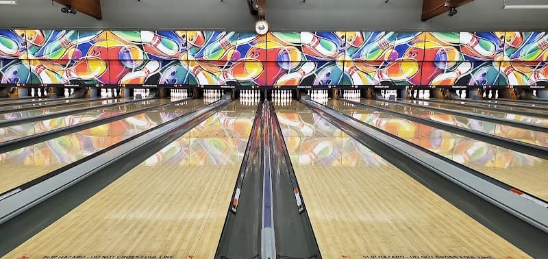 Interior view of Woodland Lanes bowling alley